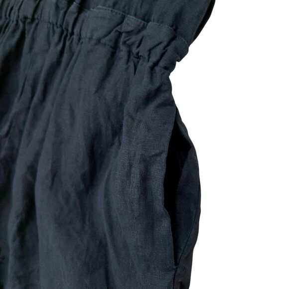 Seaside Tones Romper Womens Medium Navy 100% Linen Short Sleeve Beach Coastal - Picture 5 of 12